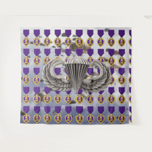 PARACHUTES, PURPLE HEART and AIRBORNE WINGS Tapestry