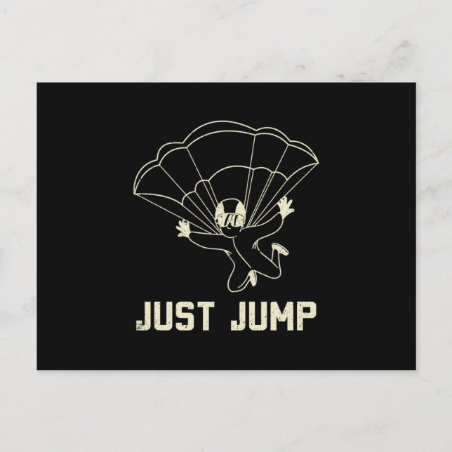 Parachuting Just Jump Holiday Postcard (Front)