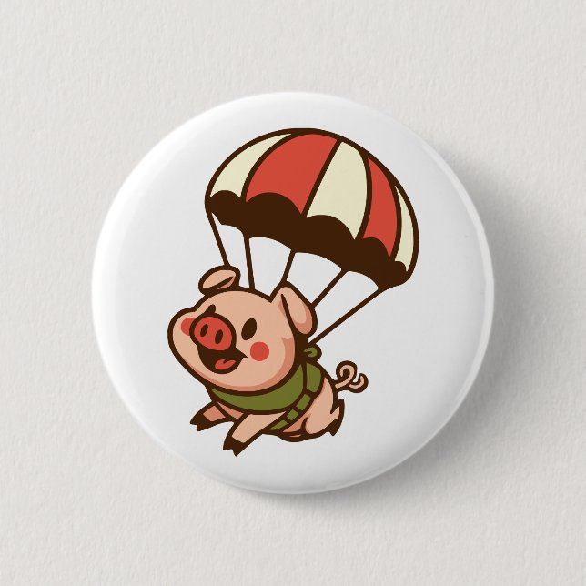 Parachuting pig button (Front)