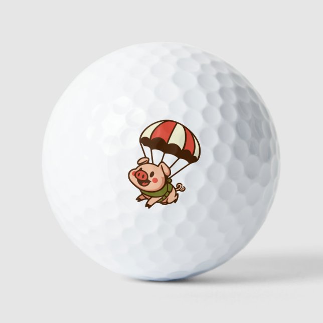 Parachuting pig golf balls (Front)