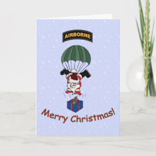 Parachuting Santa Holiday Card