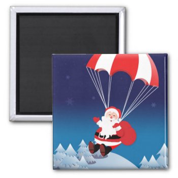 Parachuting Santa Magnet by pixelholic at Zazzle