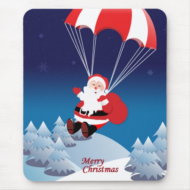 Parachuting Santa Mouse Pad (Front)