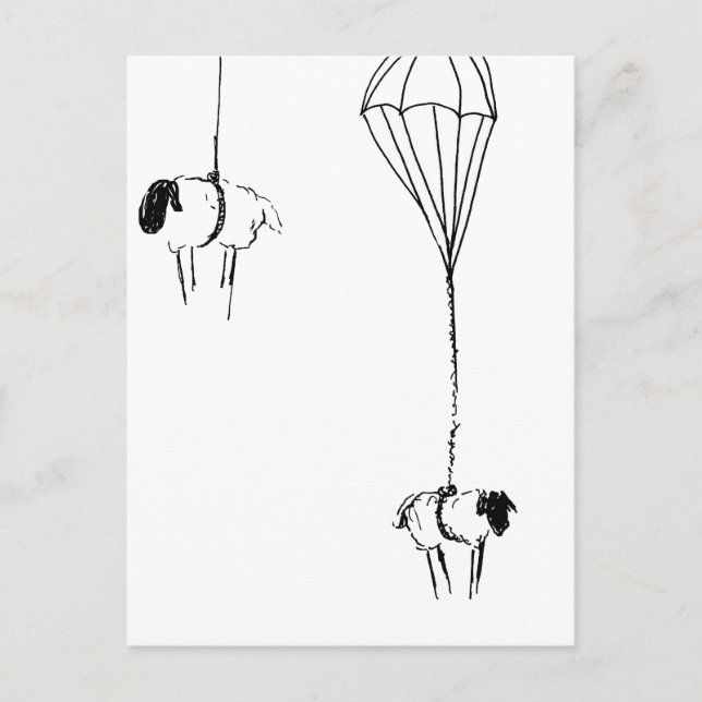 Parachuting Sheep Holiday Postcard (Front)
