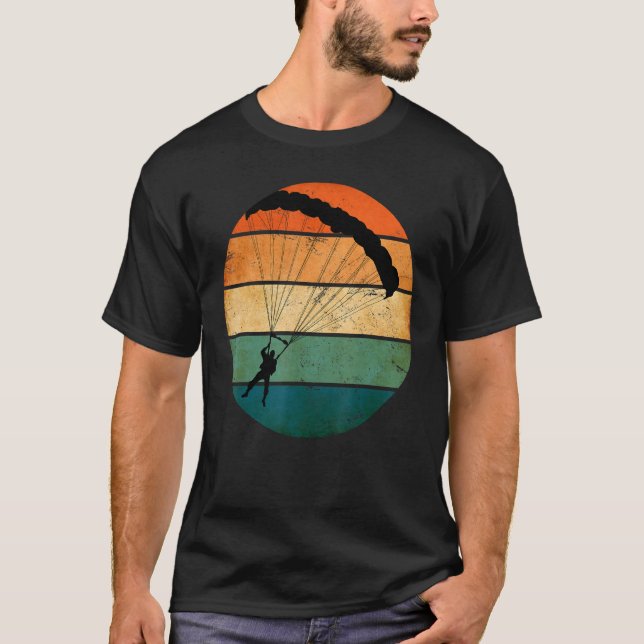 Parachuting Skydiver Silhouette Skydive Parachutis T-Shirt (Front)