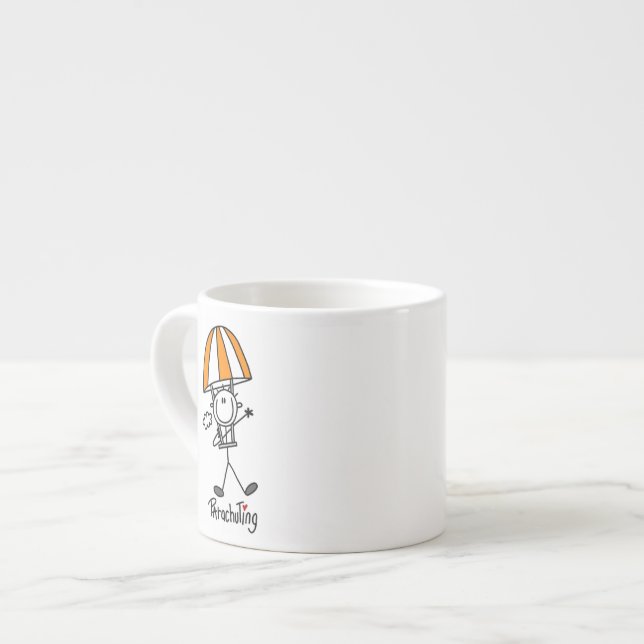 Parachuting Stick Figure Espresso Cup (Front Left)