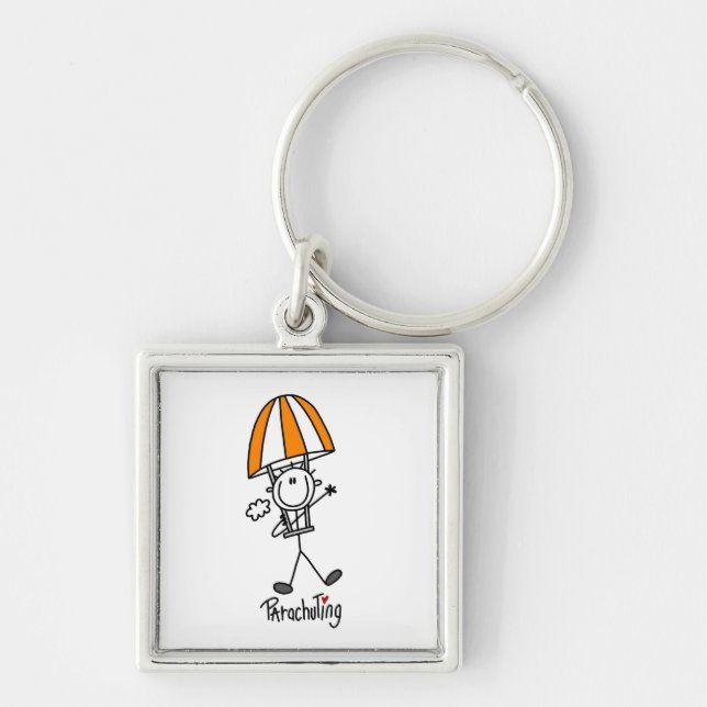 Parachuting Stick Figure Keychain (Front)
