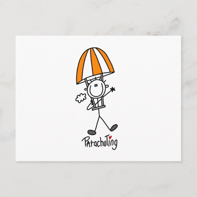 Parachuting Stick Figure Postcard (Front)