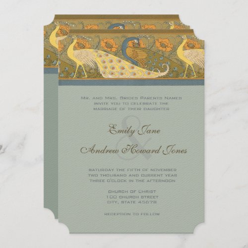 Parade Art Nouveau Peacock Bird Wedding Invitation