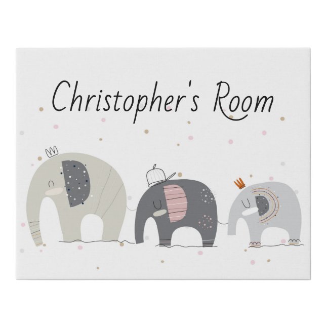 Parade of Elephants Faux Canvas Print (Front)