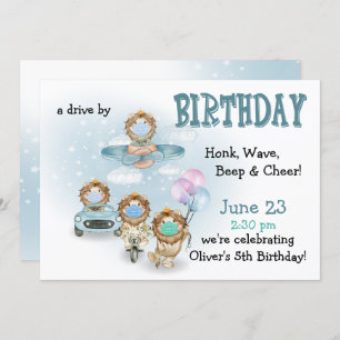 Parade of Lions  Drive By  Birthday Invitation