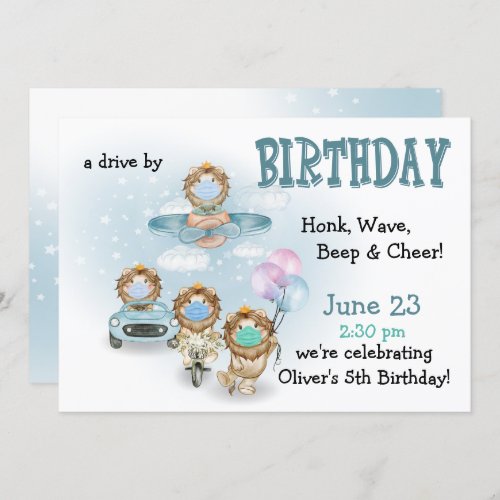 Parade of Lions  Drive By  Birthday Invitation