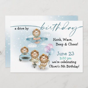 Parade of Lions Drive By Birthday NO Masks Invitation