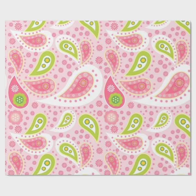 Parade of Pink Paisley Wrapping Paper (Flat)