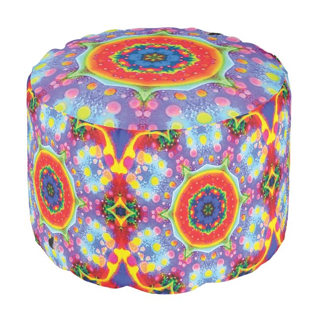 Paradigm Kaleid Round Pouf (Angled Front)