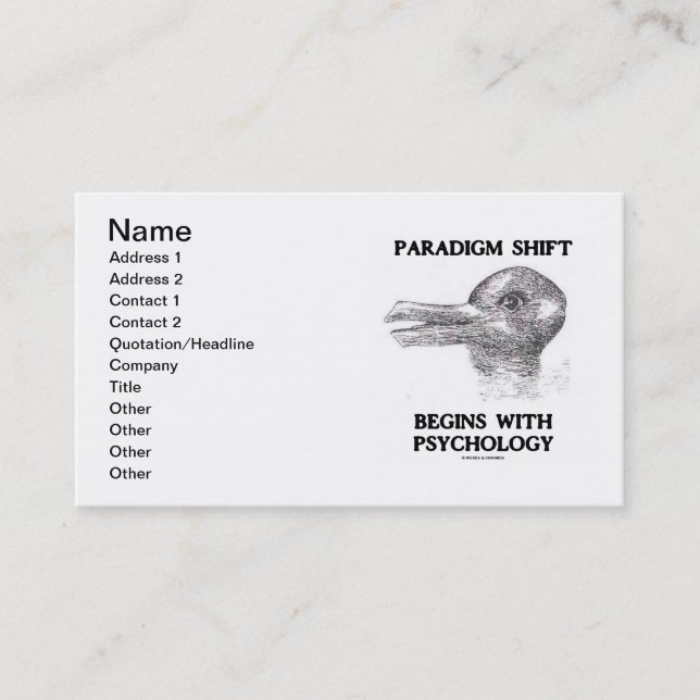 Paradigm Shift Begins With Psychology (Illusion) Business Card (Front)