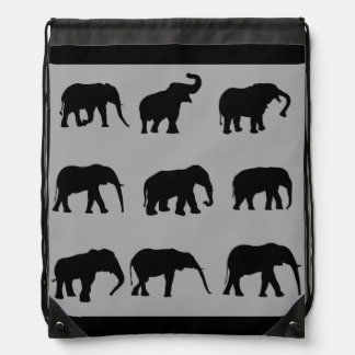 Parading Elephants Drawstring Bag