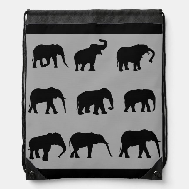 Parading Elephants  Drawstring Bag (Front)