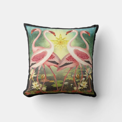 Parading Flamingos square pillow