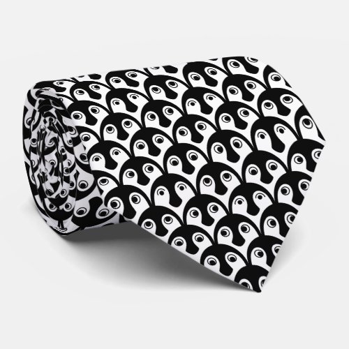Parading Penguins Black and White Neck Tie
