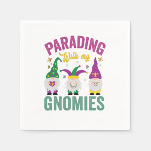 Parading with my Gnomies Funny Mardi Gras Gnomes   Napkins