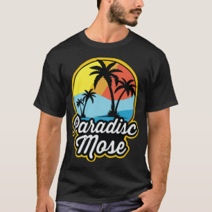 “Paradisc Mose” – Tropical Sunset Logo Design T-Shirt