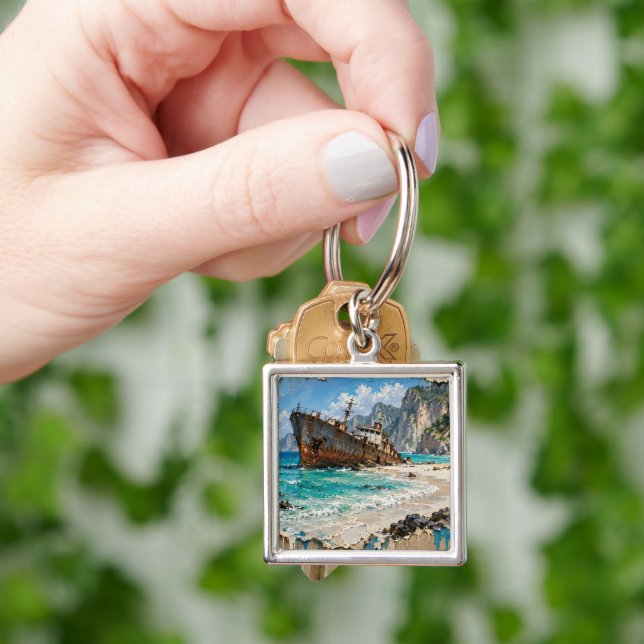 Paradise and Rust Keychain (Hand)