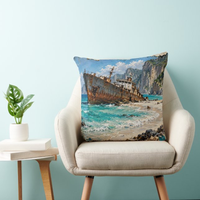 Paradise and Rust Throw Pillow (Chair)