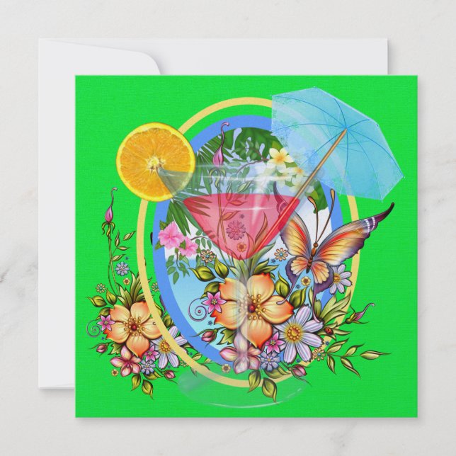 Paradise Beach Cocktail - SRF Invitation (Front)