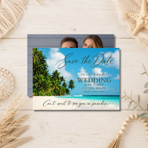 Paradise Beach Destination Wedding Photo   Save The Date