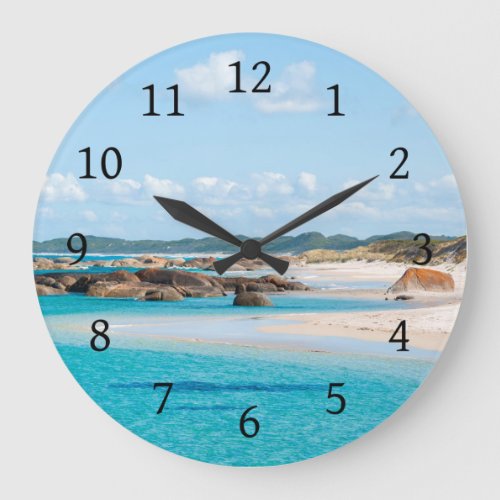 Paradise Beach Emerald Sea Greens Pool Australia Large Clock