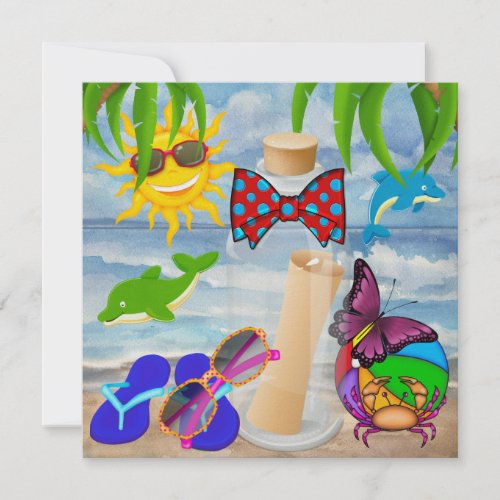 Paradise Beach Message in a Bottle - SRF Custom Invitation