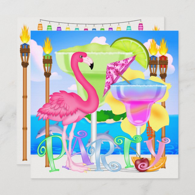 Paradise Beach Party / Luau  Invitation (Front/Back)