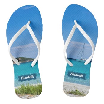 Paradise Beach Photograph With Name Flip Flops by maciba at Zazzle