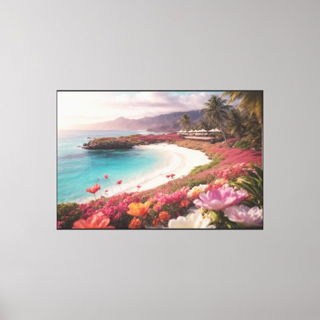 Paradise Beach Stretched Canvas Print (Front)