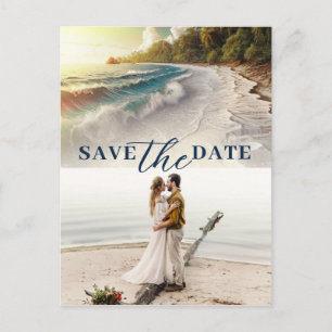 Paradise Beach Sunset Coastal Save the Date Announcement Postcard