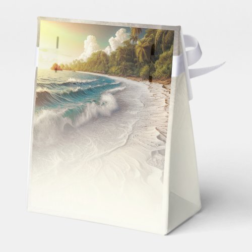 Paradise Beach Sunset Coastal Wedding  Favor Boxes