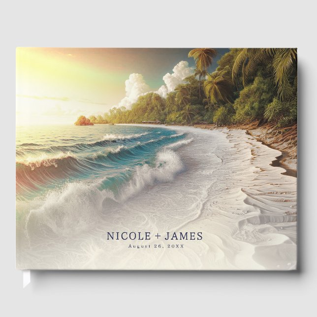 Paradise Beach Sunset Coastal Wedding  Guest Book (Front)