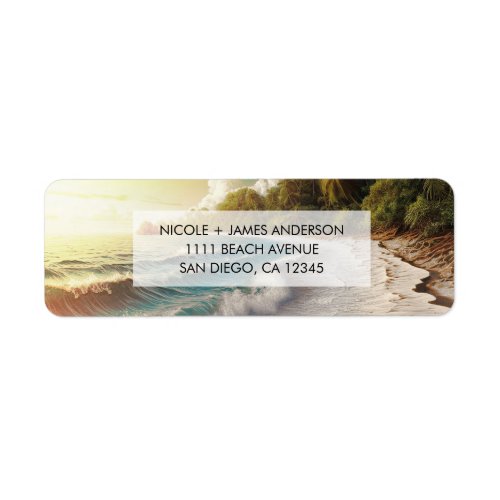 Paradise Beach Sunset Coastal Wedding Label