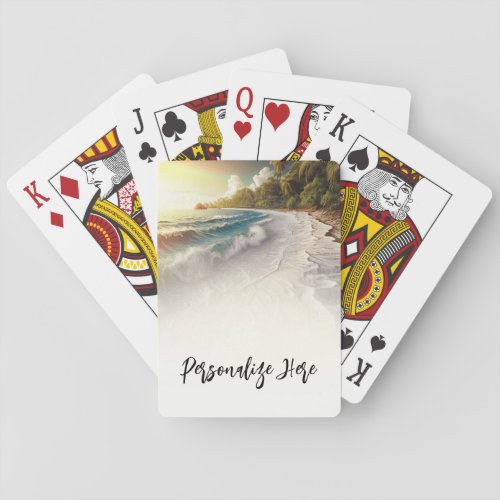 Paradise Beach Sunset Coastal Wedding Poker Cards