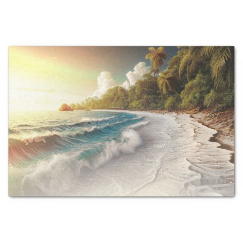 Paradise Beach Sunset Coastal Wedding Tissue Paper