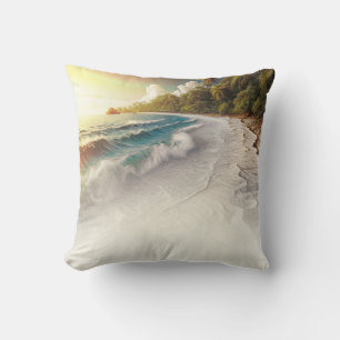Paradise Beach Sunset Rustic Coastal Throw Pillow
