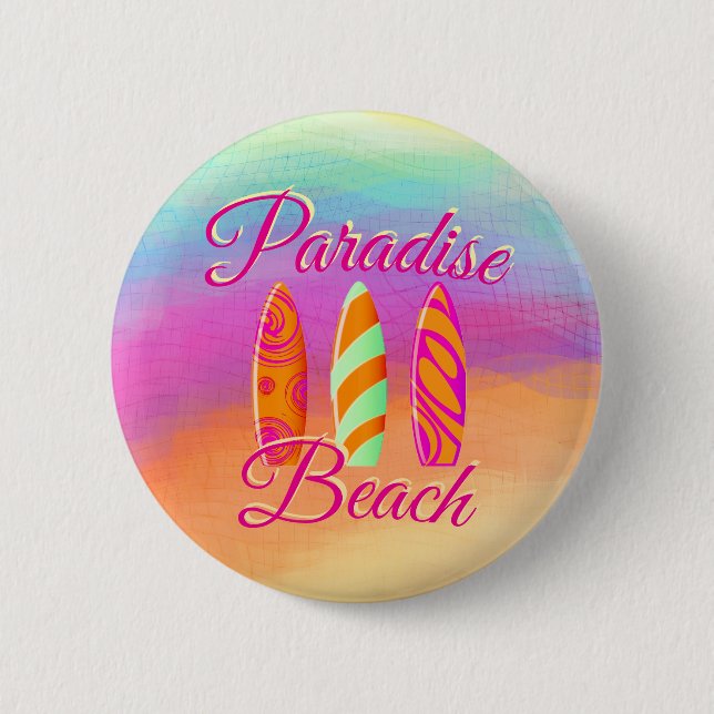Paradise Beach Surfboards Button (Front)
