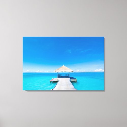 Paradise Beach  Tropical Resort Maldives Canvas Print