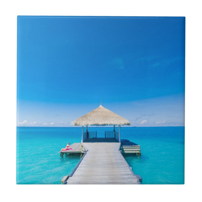Paradise Beach | Tropical Resort, Maldives Ceramic Tile (Front)
