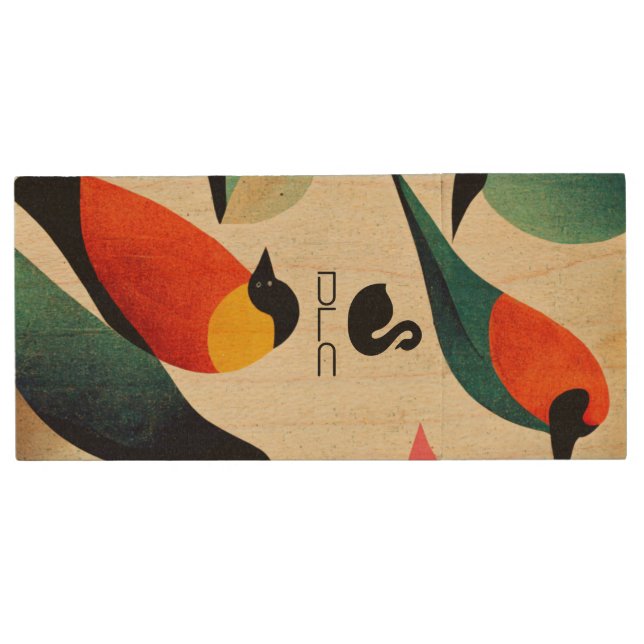 Paradise bird USB key Wood Flash Drive (Front)