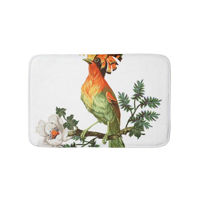 Paradise Birds: Exotic Floral Background Bath Mat (Front)