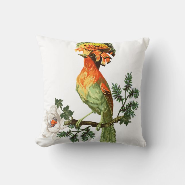 Paradise Birds: Exotic Floral Background Throw Pillow (Front)