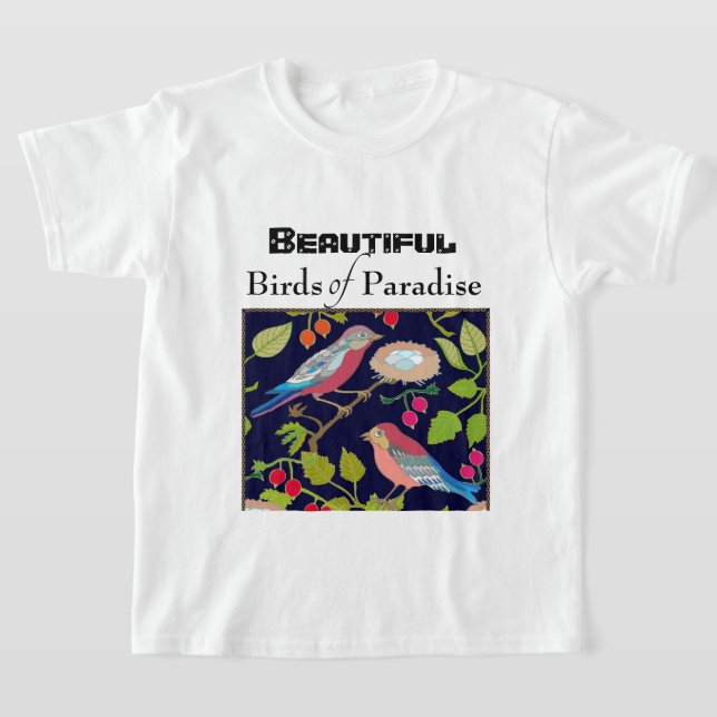 Paradise Birds in Summer Landscape  T-Shirt (Laydown)