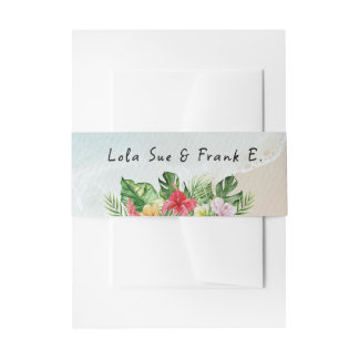 Paradise Blooms Wedding Invitation Belly Band
